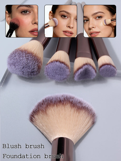 Zestaw 34 Akcesoriów do Makijażu - Pędzle, Gąbki, Frotki i Czyścik